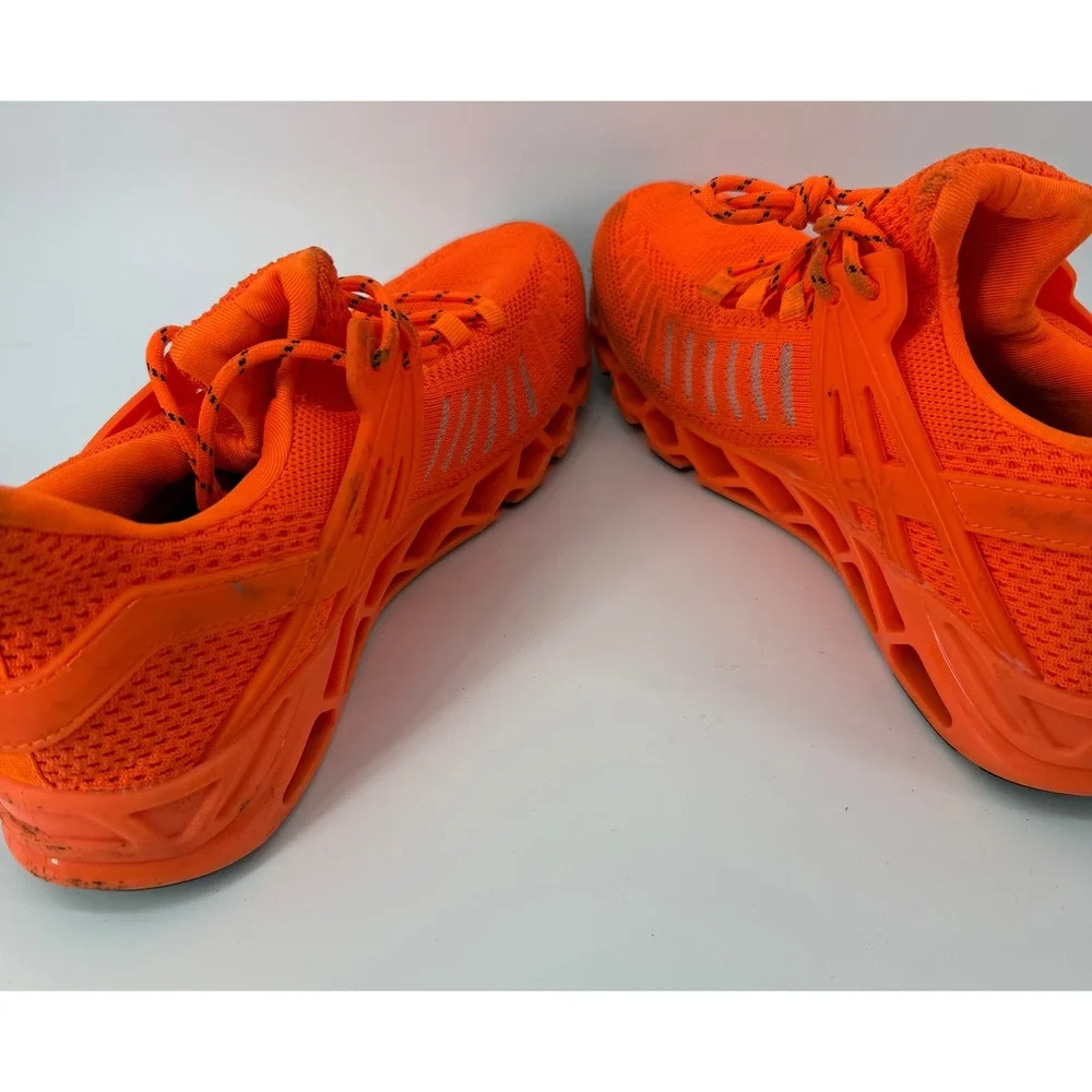 Mens Neon Orange Mesh Knit Blade Sole Athletic Sneakers Trainers Size 42 1922